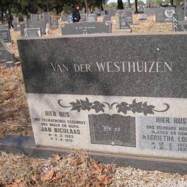 WESTHUIZEN Jan Nicolaas, van der 1922-1971 &amp; Magrietha Louisa 1913-1998