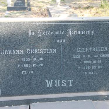 WUST Johann Christiaan 1905-1980 &amp; Geertruida V.D. WATEREN 1899-1985