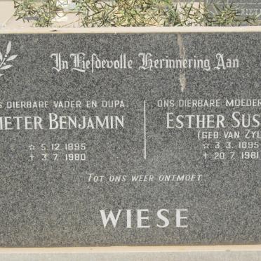 WIESE Pieter Benjamin 18959-1980 &amp; Elizabeth Susanna VAN ZYL 1885-1981
