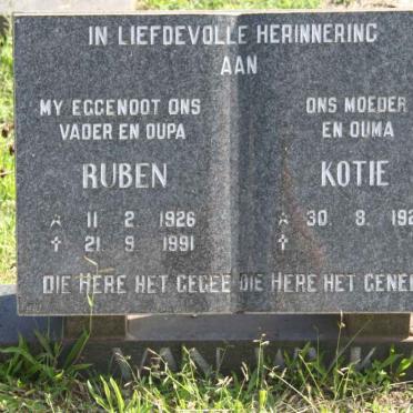 WYK Ruben, van 1926-1991 &amp; Kotie 1923-