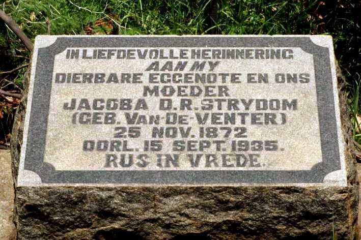 STRYDOM Jacoba D.R. nee VAN DE VENTER 1872-1935