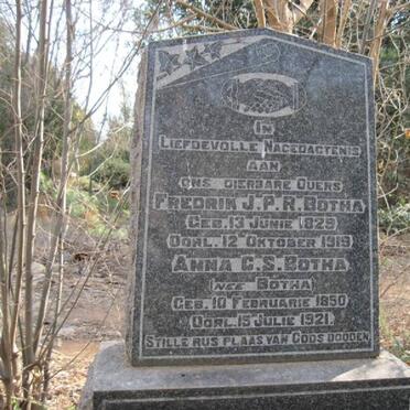 BOTHA Fredrik J.P.R. 1829-1919 &amp; Anna C.S. BOTHA 1850-1929 