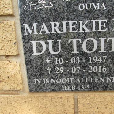 TOIT Mariekie M., du 1947-2016