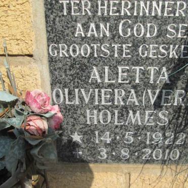 HOLMES Aletta Oliviera 1922-2010