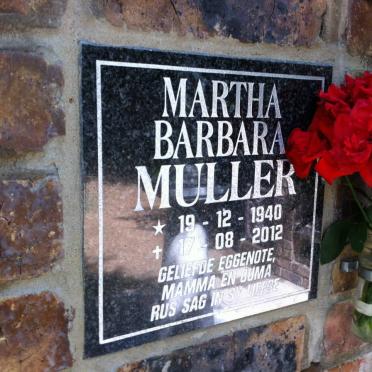 MULLER Martha Barbara 1940-2012