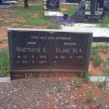 PLESSIS Matthys C., du 1915-1977 &amp; Elsie M.A. 1912-