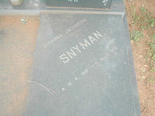 SNYMAN Susanna Catharina 1919-1978