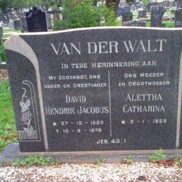 WALT David Hendrik Jacobus, van der 1920-1973 &amp; Alettha Catharina 1929-