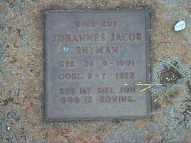 SNYMAN Johannes Jacob 1901-1972