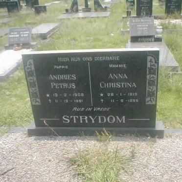 STRYDOM Andries Petrus 1908-1981 &amp; Anna Christina 1913-1986