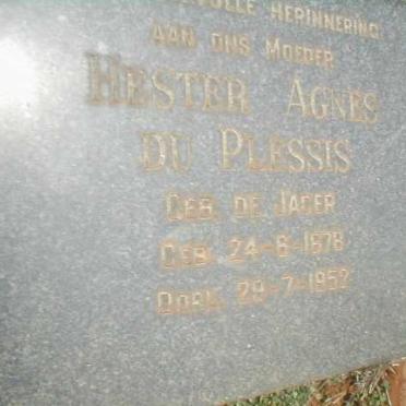 PLESSIS Hester Agnes, du nee DE JAGER 1878-1952