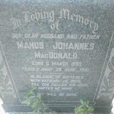 MacDONALD Manus Johannes 1892-1951