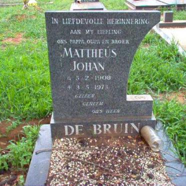 BRUIN Mattheus Johan, de 1908-1973