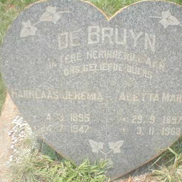 BRUYN Harklaas Jeremia, de 1895-1947 &amp; Aletta Maria 1897-1968