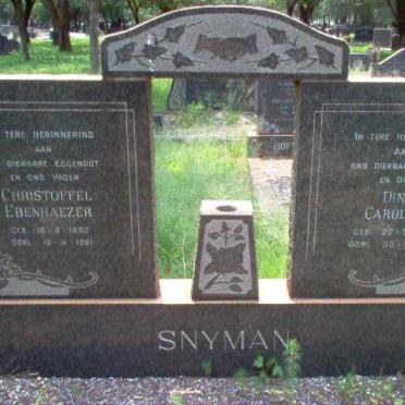 SNYMAN Christoffel Ebenhaezer 1892-1961 &amp; Dina Carolina 1895-1984