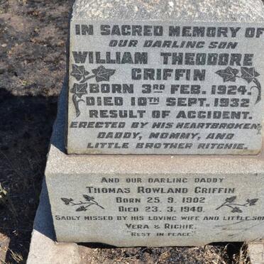 GRIFFIN William Theodore 1924-1932 :: GRIFFIN Thomas Rowland 1902-1940