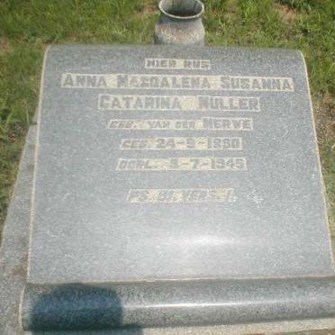 MULLER Anna Magdalena Susanna Catarina nee VAN DER MERWE 1890-1945