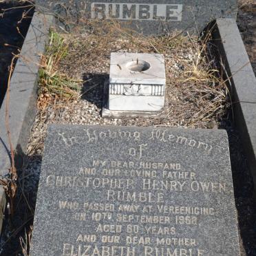 RUMBLE Christopher Henry Owen -1958 &amp; Elizabeth -1963 :: RUMBLE Norah Elizabeth -1936