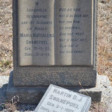 SWANEPOEL Martin D.J. 1905-2002 &amp; Maria Magdalena 1905-1946