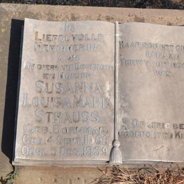 STRAUSS Susanna Louisa Maria nee BORNMAN 1903-1939