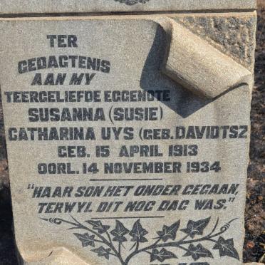 UYS Susanna Catharina nee DAVIDTSZ 1913-1934