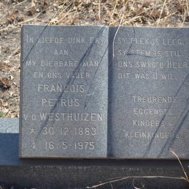 WESTHUIZEN Francois Petrus, v.d. 1883-1975