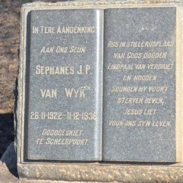 WYK Sephanes J.P., van 1922-1936