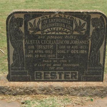 BESTER Jacob Johannes 1877-1964 &amp; Aletta Cecilia BESTER 1885-1955