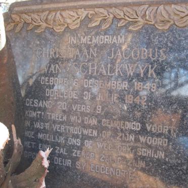 SCHALKWYK Christiaan Jacobus, van 1849-1942