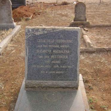 WESTHUIZEN Elizabeth Magdalena, van der nee JACOBS 1892-19??