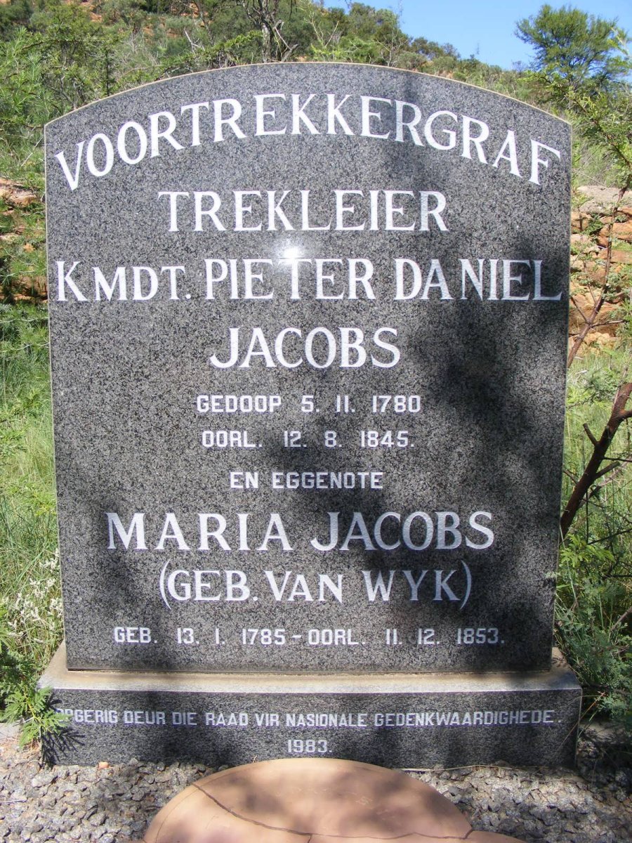 JACOBS Pieter Daniel  -1845 &amp; Maria VAN WYK 1785-1853