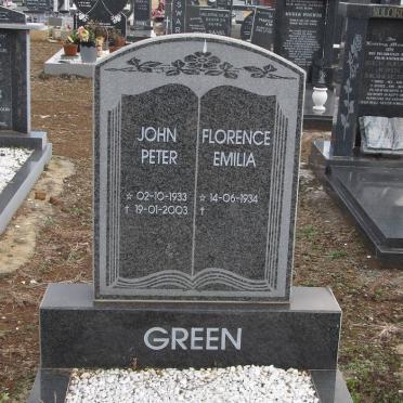 GREEN John Peter 1933-2003 &amp; Florence Emilia 1934-