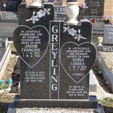 GREYLING Jacob Francois 1923-1993 &amp; Maria Louisa FOURIE 1930-2007