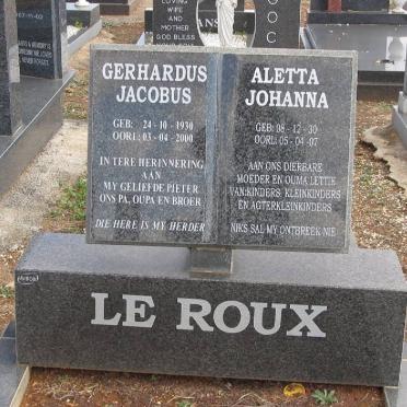 ROUX Gerhardus Jacobus, le 1930-2000 &amp; Aletta Johanna 1930-2007 