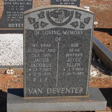 DEVENTER Jacob Jacobus, van 1927-1976 &amp; Joyce Ellen 1928-1987