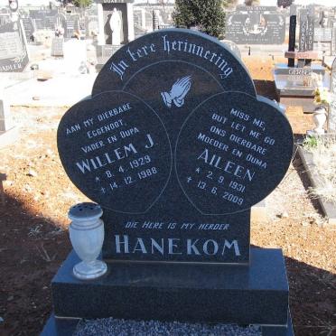 HANEKOM Willem J. 1929-1988 &amp; Aileen 1931-2009