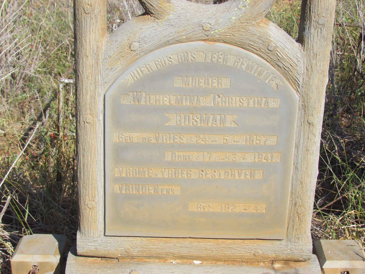 BOSMAN Wilhelmina Christina nee DE VRIES 1857-1941