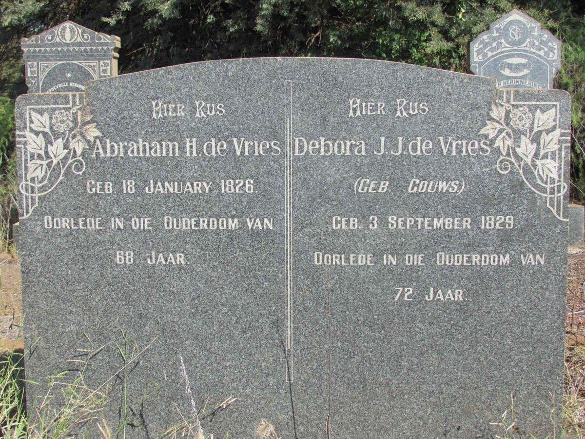 VRIES Abraham H., de  1826- & Debora J.J. GOUWS 1829-