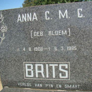 BRITS Anna C.M.C. nee BLOEM 1908-1985