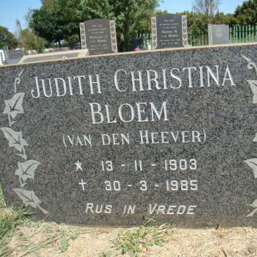 BLOEM Judith Christina nee VAN DEN HEEVER 1903-1985