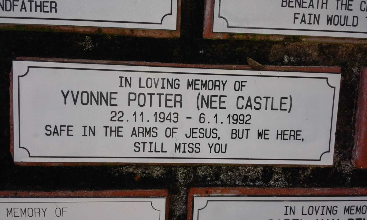 POTTER Yvonne nee CASTLE 1943-1992