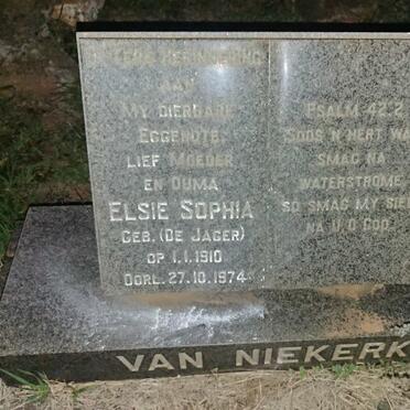 NIEKERK Elsie Sophia, van nee DE JAGER 1910-1974