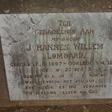 LOMBARD Johannes Willem 1897-1964