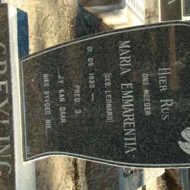 GREYLING Maria Emmarentia nee LEONARD 1930-