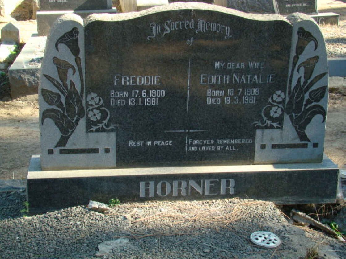 HORNER Freddie 1900-1981 &amp; Edith Natalie 1908-1961