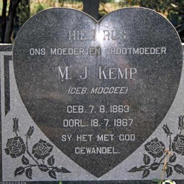 KEMP M.J. nee MOGGEE 1863-1967