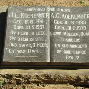 KOEKEMOER J.L. 1881-1957 &amp; A.C. 1899-1970