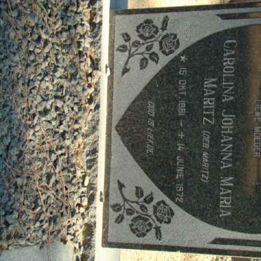 MARITZ Carolina Johanna Maria nee MARITZ 1881-1972