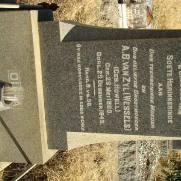 ZYL A.B., van voorheen WESSELS nee HOWELL 1860-1945