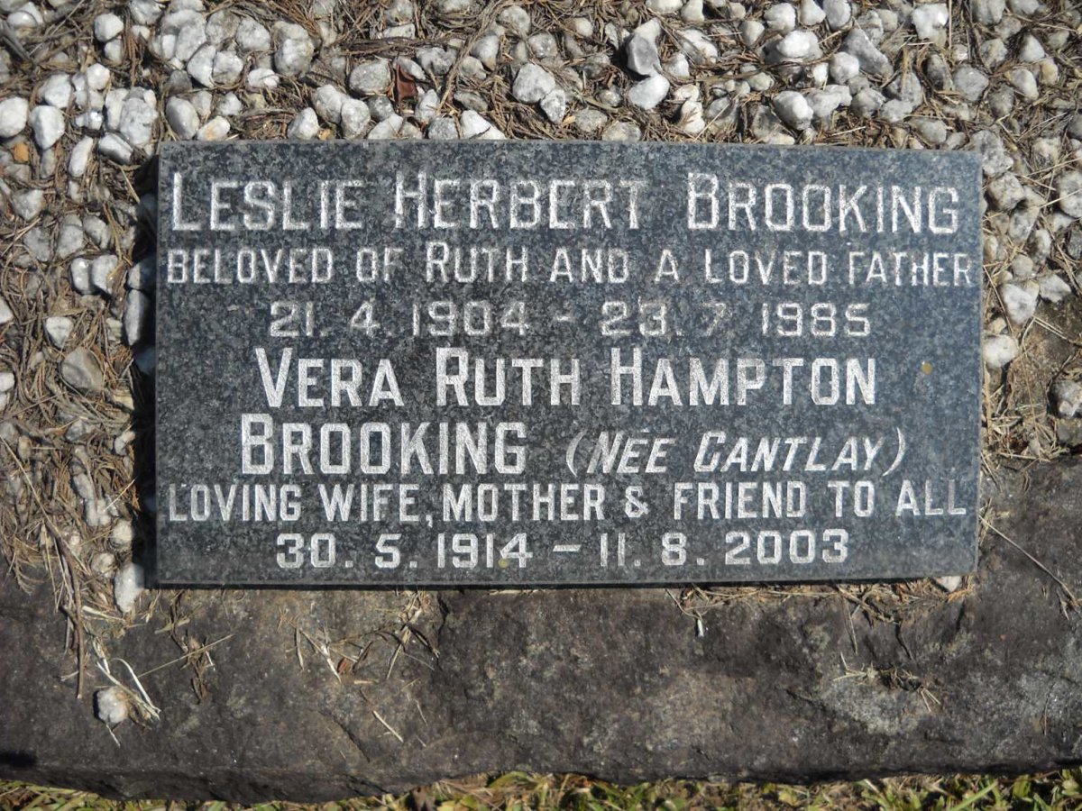 BROOKING Leslie Herbert 1904-1985 &amp; Vera Ruth Hampton CANTLAY 1914-2003